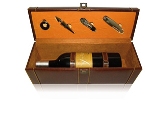 Coffret à vin cuir